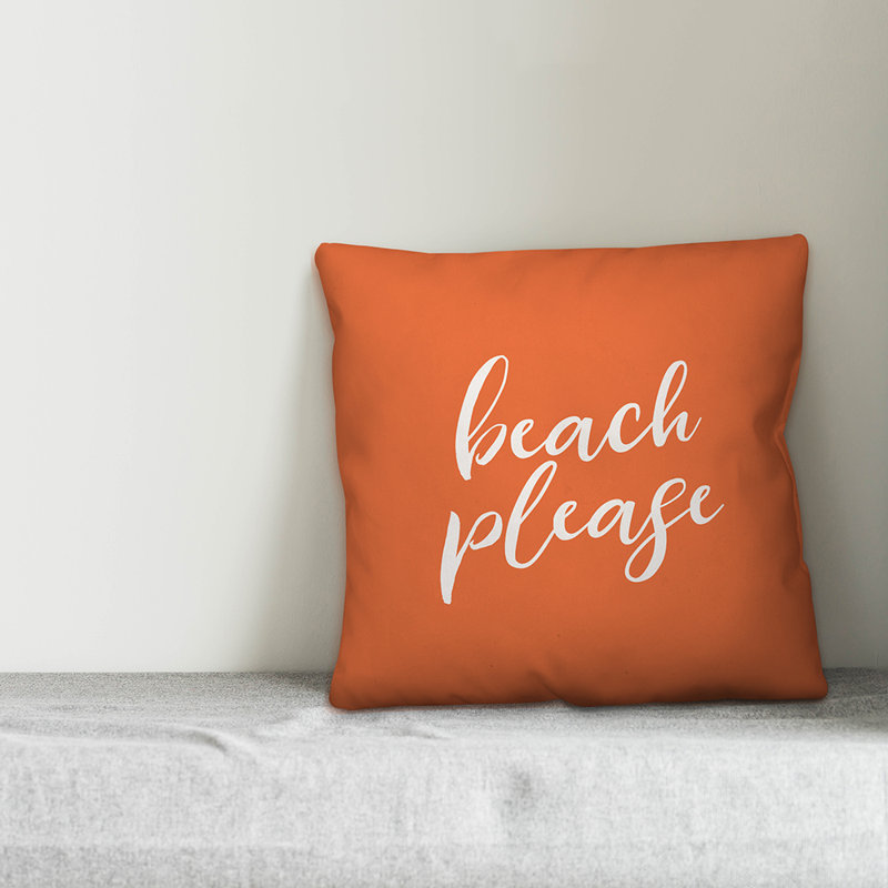  Coussin intérieur / extérieur Beach, H 16 po x l 16 po, Orange