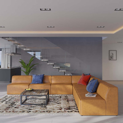Canapé modulaire en cuir 7 pièces Mingle