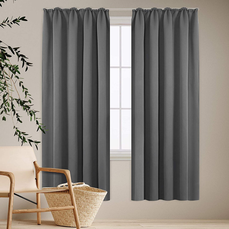 Deavin Blackout Curtain Pair, Light Grey, Width 140 x Drop 160cm