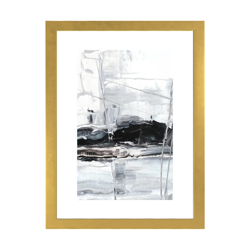 «Winter Lightning II» par Ethan Harper - reproduction d'art, H 24 po x l 16 po x P 1 po, Papier encadré doré, Blanc