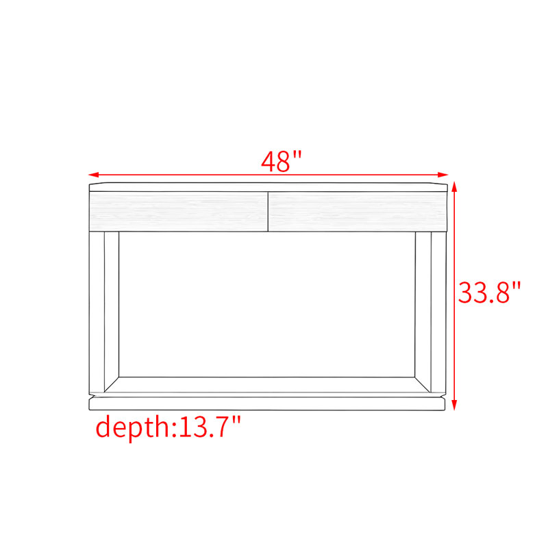 Console en bois massif de style moderne, Brun, 33.8" H x 48" W x 13.7" D