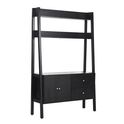 Scandia Leaning Console - Upper Shelves - Black Ash Veneer Finish