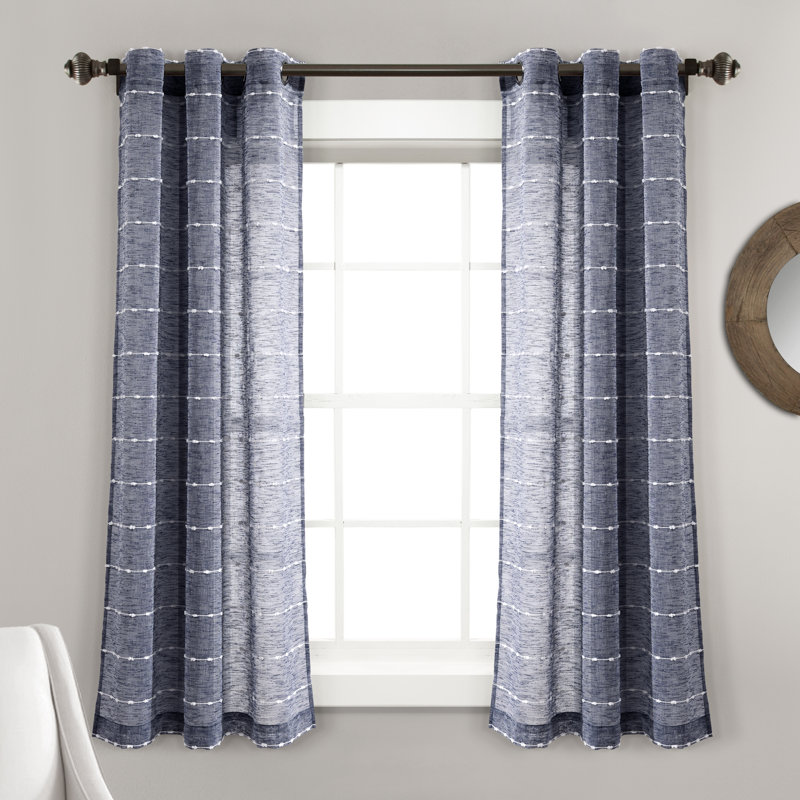 Paire de rideaux transparents , Marine, L 38 po x L 63 po