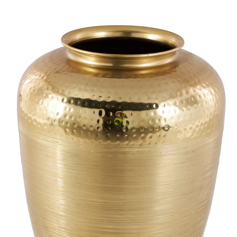 Vase décoratif en aluminium brossé avec couvercle, H 18 po x l 11,85 po x P 11,85 po