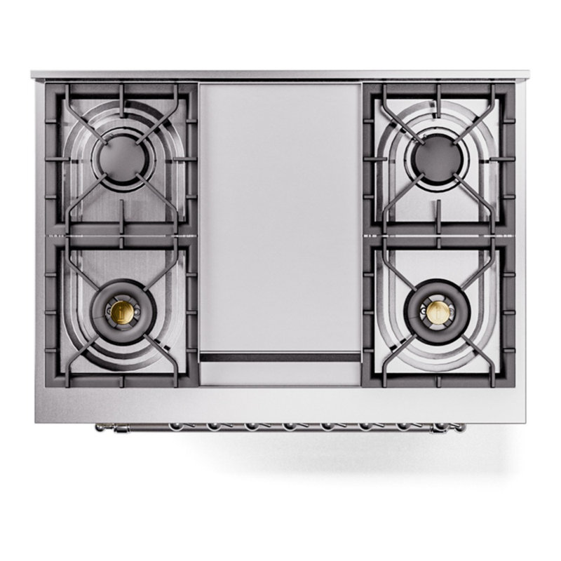 ILVE Nostalgie II 36 Dual Fuel Range, knobs, Glossy Black/Chrome, Natural Gas