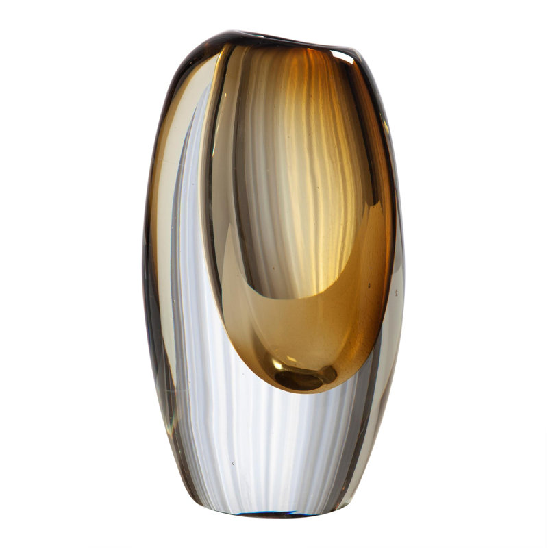 Offset Vase-Moss Green-Lg, 10.5" H x 6" W x 4.5" D
