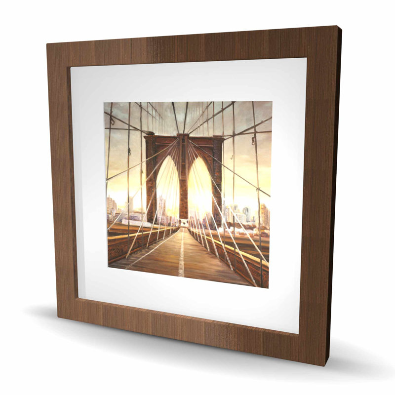 Sunset on the Brooklyn Bridge - Hyperrealist Framed Print