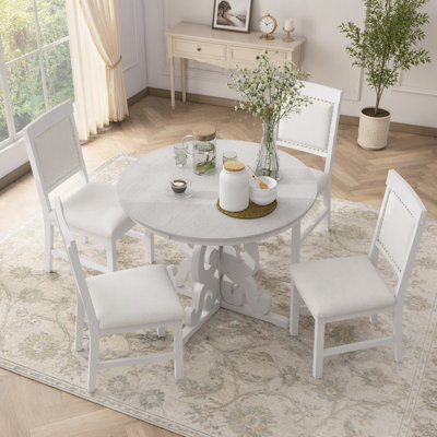 Ensemble de salle à manger 5 pièces, 1 table extensible avec rallonge de 16 pouces et 4 chaises rembourrées pour la salle à manger et la cuisine