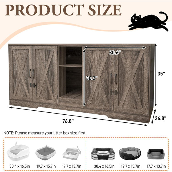 One Allium Way® 76 Inch Large Cat Litter Box Enclosure For 2 Cats W ...
