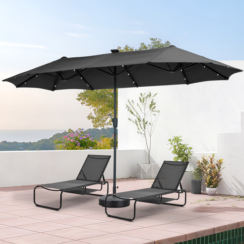 Chaise longue de parasol 13 pi avec méridienne, Gris