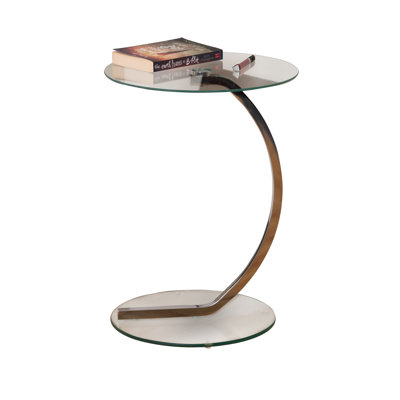 Alexandrina Glass Top Abstract Round Side Table