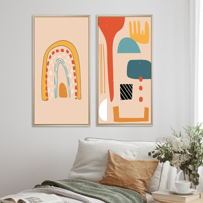 Ensemble de 2 peintures abstraites colorées tendance I