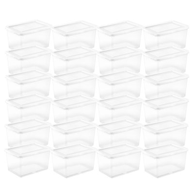 Ensemble de 24 boîtes de rangement en plastique transparent avec couvercle Sterilite, 20 pintes, blanc