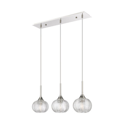 Luminaire suspendu à 3 lumières 28 po Geramy - Finition nickel poli