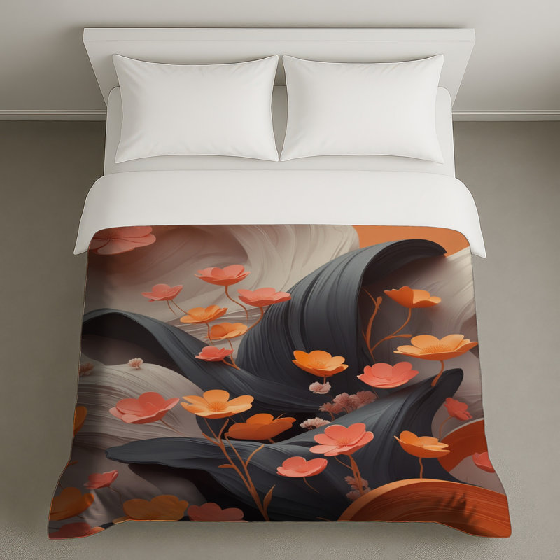 Housses de couette en papier orange, Grand lit