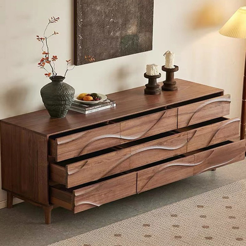 Commode à tiroirs moderne minimaliste en bois de noyer