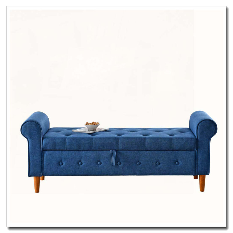 Banc de rangement capitonné, Bleu