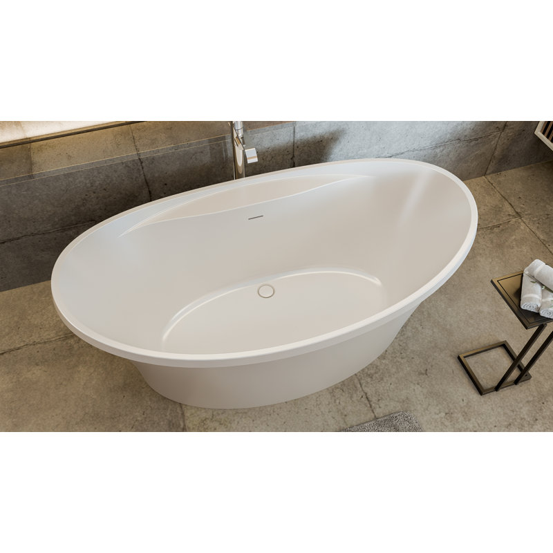 DreamLine Continuum 66 in. L x 36 in. W x 27 3/8 in. H Acrylic Double Slipper Freestanding Tub, White, White