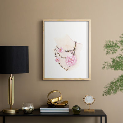 Bead Floral Necklace Framed Print - Solid Wood