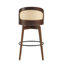 Tabouret de bar d'intérieur en bois Como, finition noyer avec revêtement beige, ensemble de 2