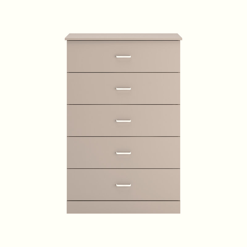 Commode 5 tiroirs Allyannah, Taupe chaleureux