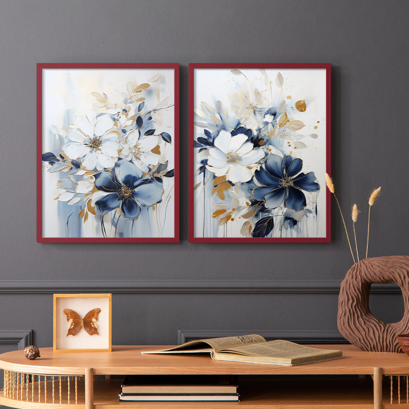 «FLORAL Series CCLxxiv», reproduction encadrée de qualité supérieure - prête à être accrochée - aucun clou requis - aucun clou requis
