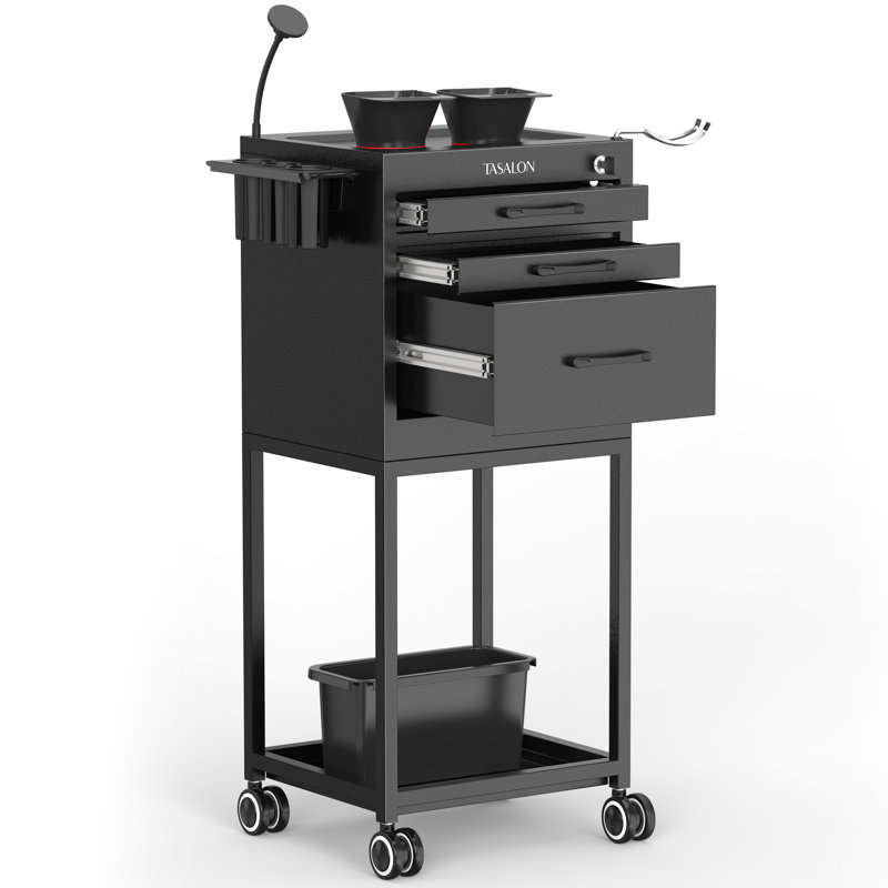 Chariot utilitaire mobile avec tiroirs verrouillables, Black