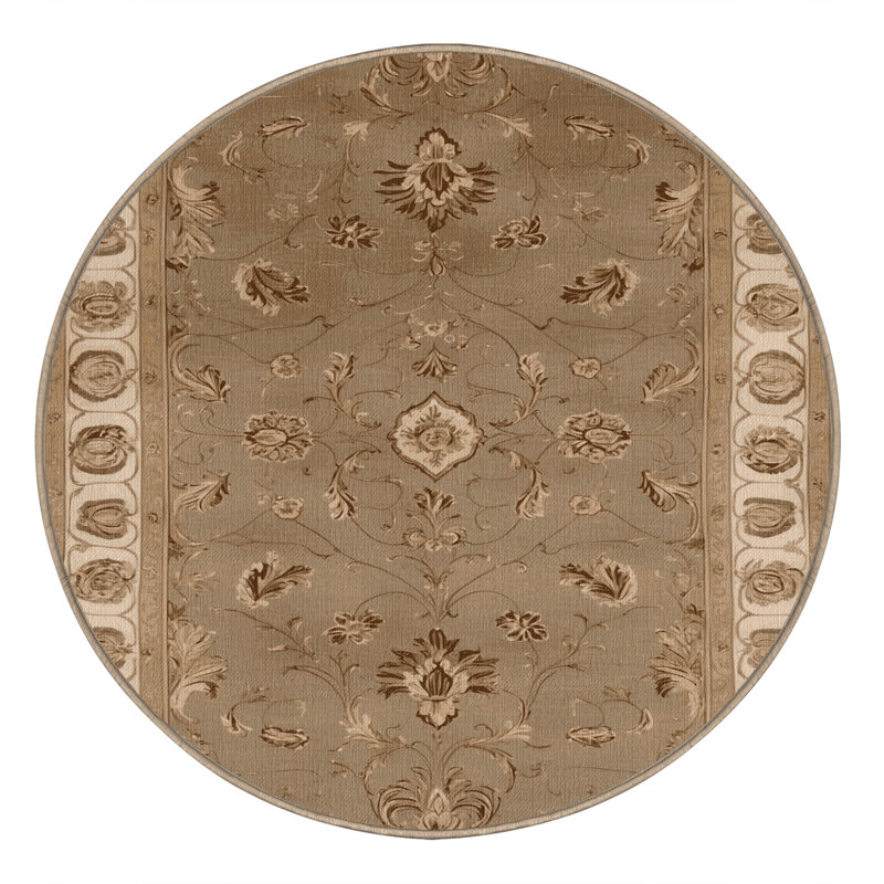 Tapis beige français lavable à la machine, Rond 5 pi
