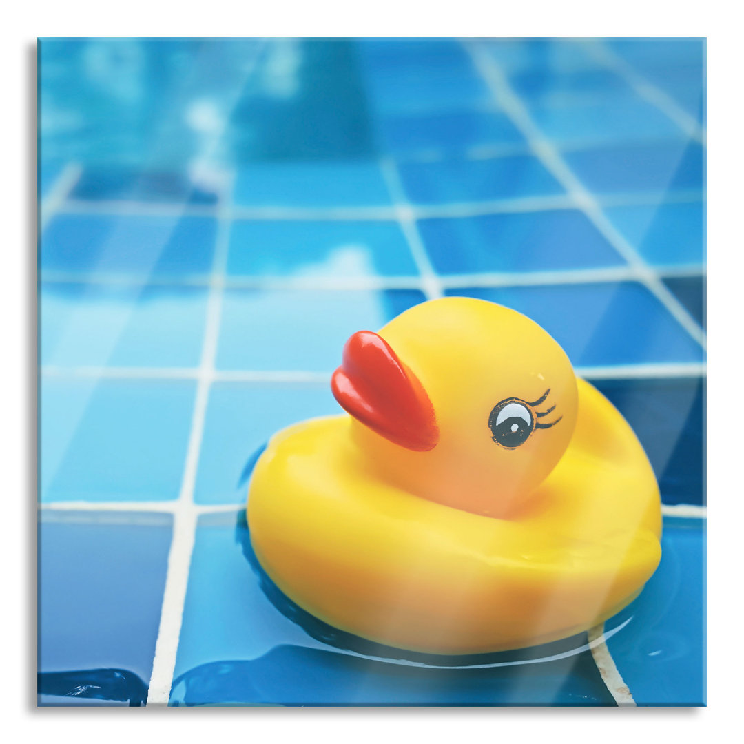 Ungerahmtes Foto auf Glas "Squeaky Duck in the Bath"