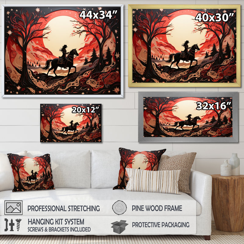 Western Wild West Abstract Show - reproduction sur toile, Cadre doré à une seule photo, H 12 po x l 20 po x P 1 po