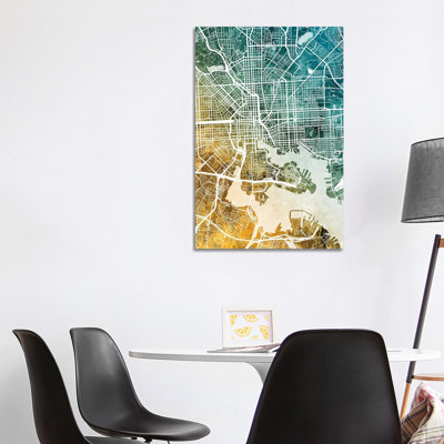 Baltimore Maryland Map by Michael Tompsett - Wrapped Canvas Gallery-Wrapped Canvas Giclée