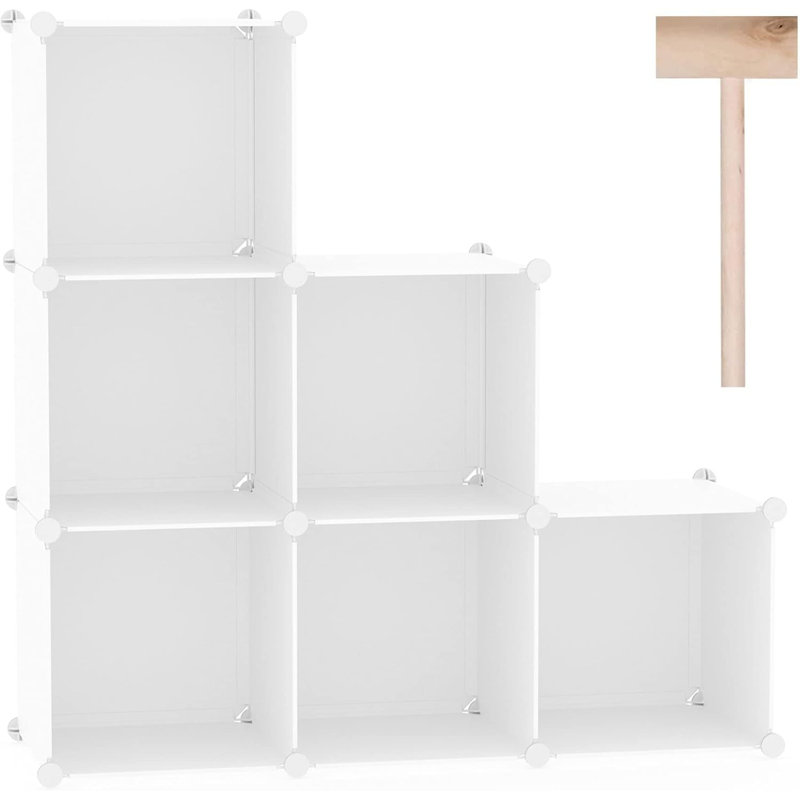 6-Cube Storage Organizer Stackable Storage Cubes Shelves, Milky