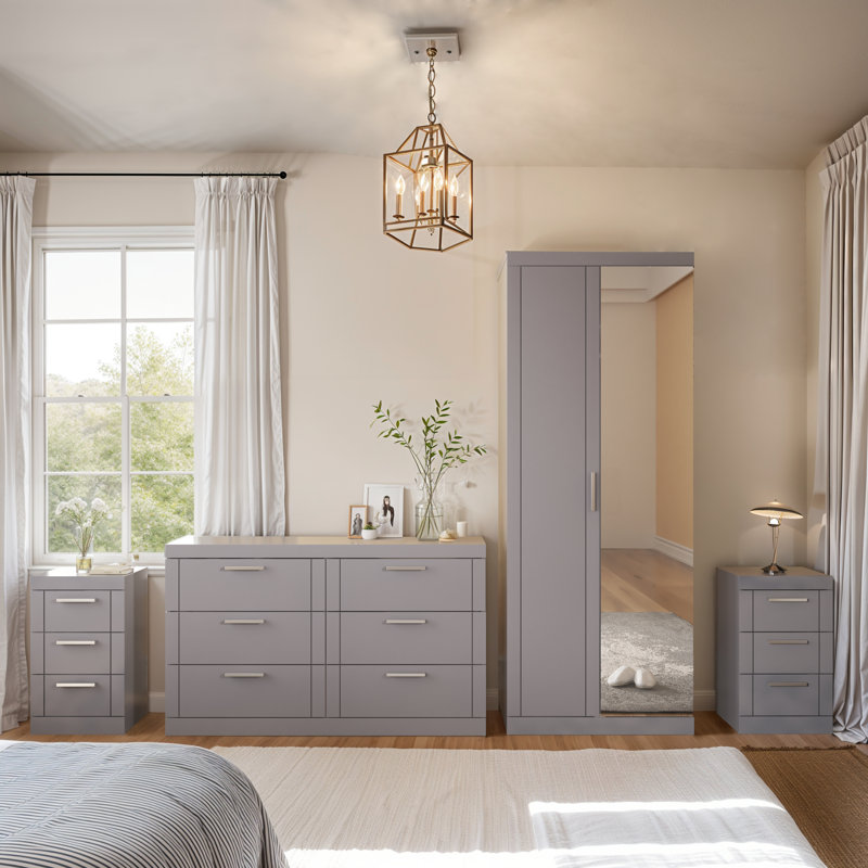 Kimberley Essential 4 Piece Bedroom Set, Grey