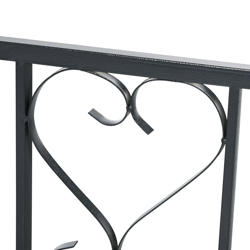 Portail en métal de 206 cm avec système de verrouillage, motifs cœurs pour fêtes et mariages, gris jardin