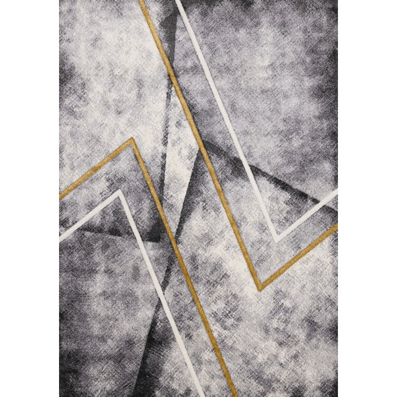 Tapis à motif géométrique gris Barling, Rectangle 2 pi x 3 pi 7 po