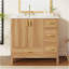 Meuble-lavabo en bois 36 po avec cadre en bois, 2 portes à fermeture douce, 4 tiroirs à fermeture douce, tablette réglable, armoire de rangement moderne