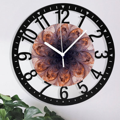 10" Round Iron Wall Clock with Silent Quartz Movement, Arabic Numerals, UV-Printed Design