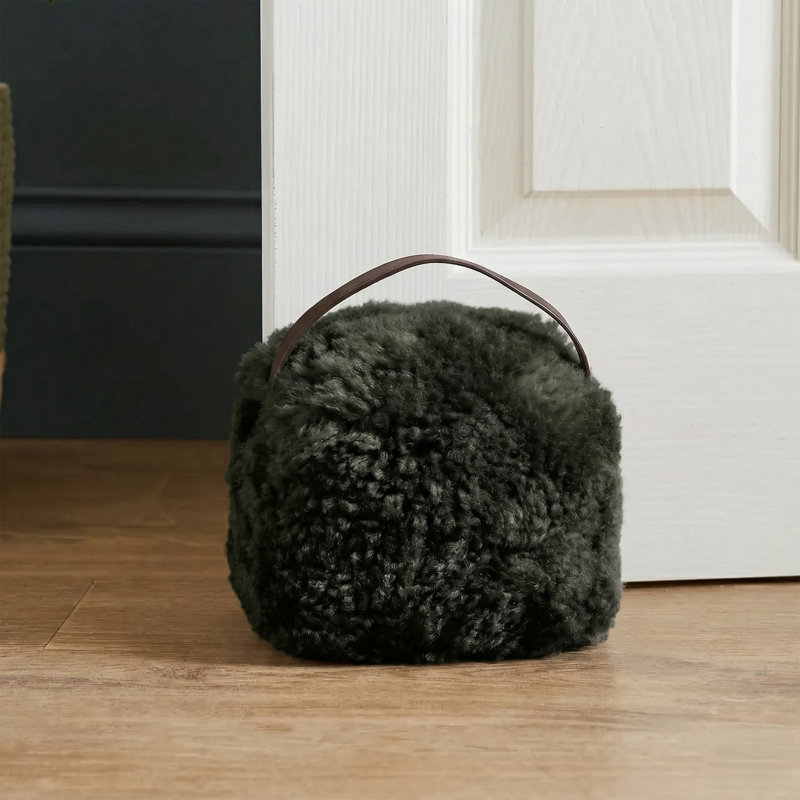 Chocolate Sheepskin Doorstop, Green