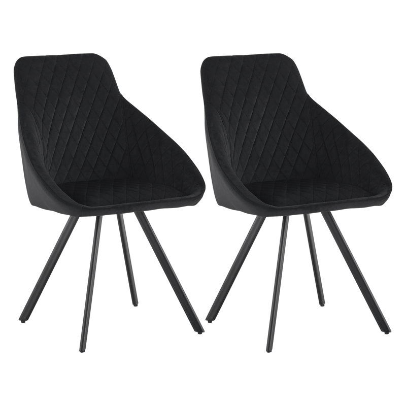 43cm H Velvet Upholstered Metal Side Chair, Black