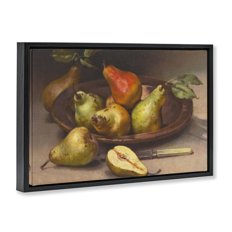  «Classic Pears Still Life» par Tina Higgins Designs, Inc., H 21 po x l 31 po, Cadre flottant noir de jais