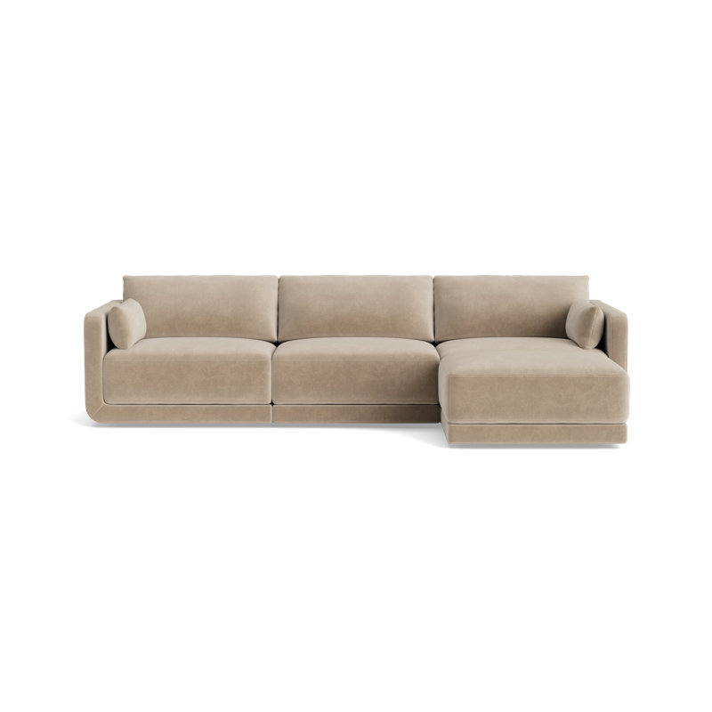 Eva Sofa With Chaise (116"), Velvet - Beige