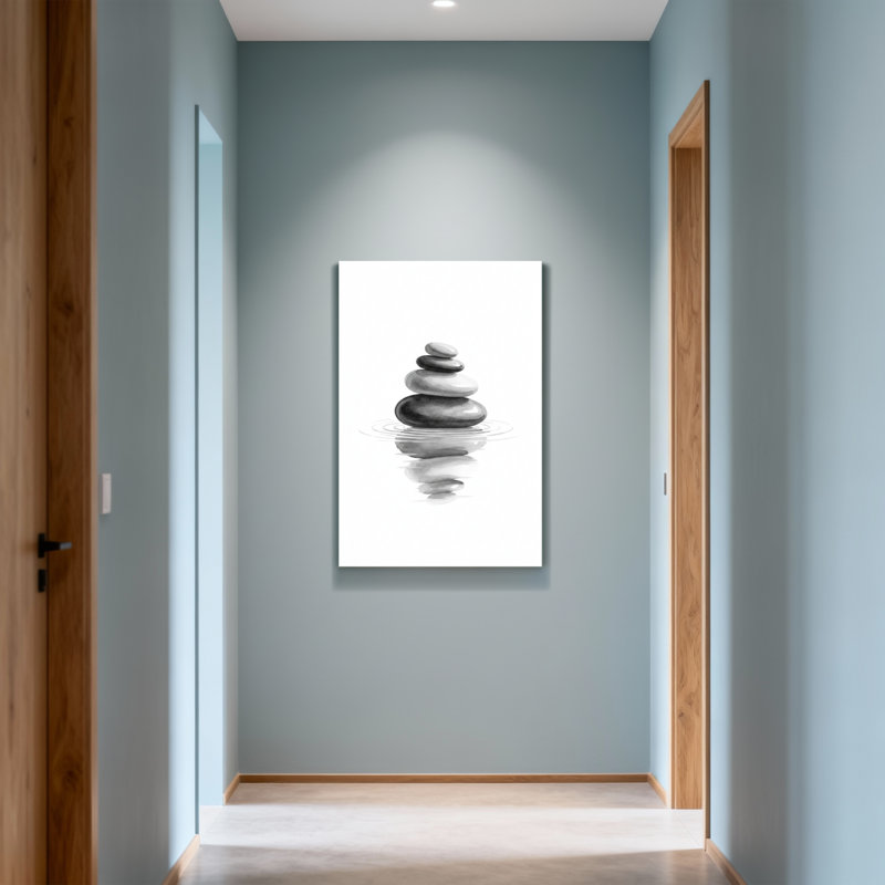 «Abstract Stacked Stones Water Reflection», reproduction d'art