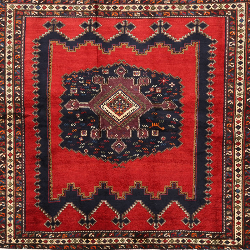 Tapis à motif oriental rouge / brun, Rond 8 pi