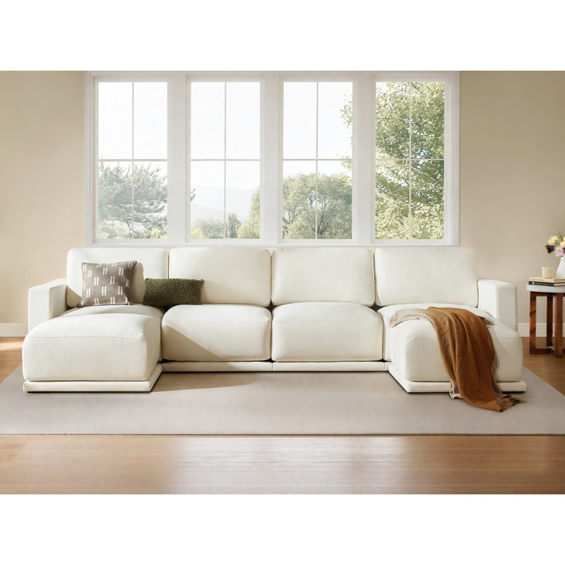 Canapé modulaire en lin de style italien 149,6 po Libbna, H 35,8 po x l 149,6 po x P 67,3 po