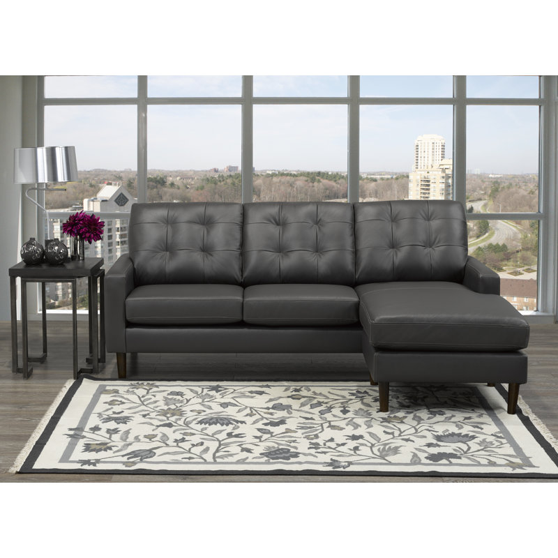 Teressa 86" Wide Genuine Leather Right Hand Facing Sofa & Chaise