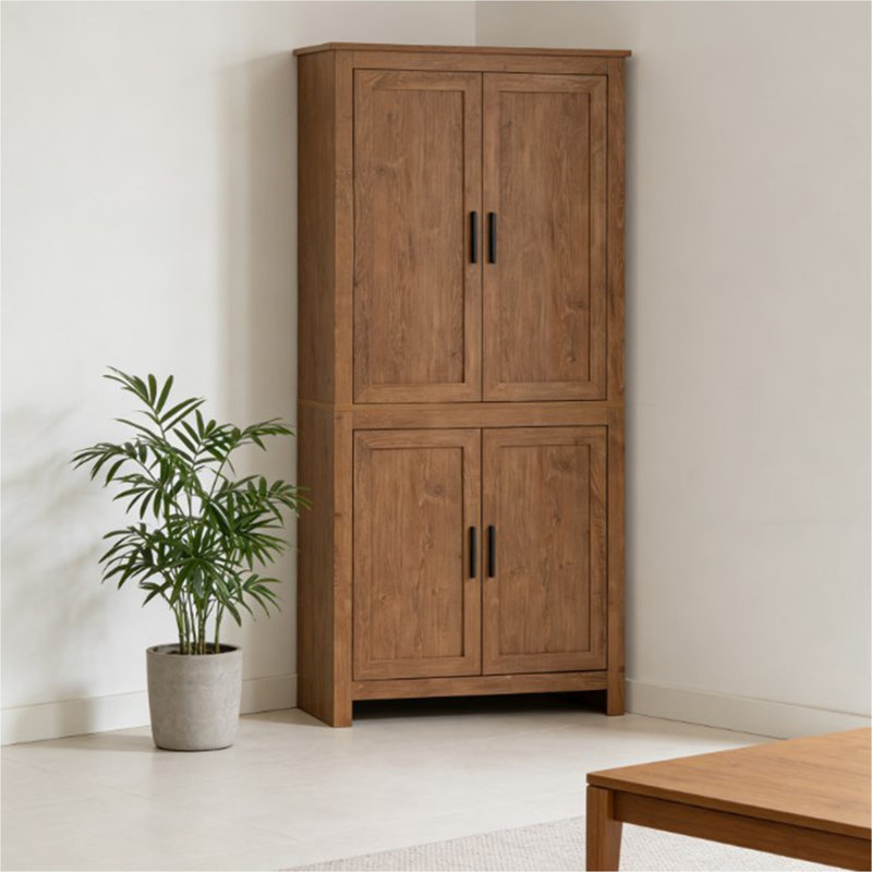 Armoire de rangement autoportante, garde-manger, avec tablettes réglables pour la maison, Oak