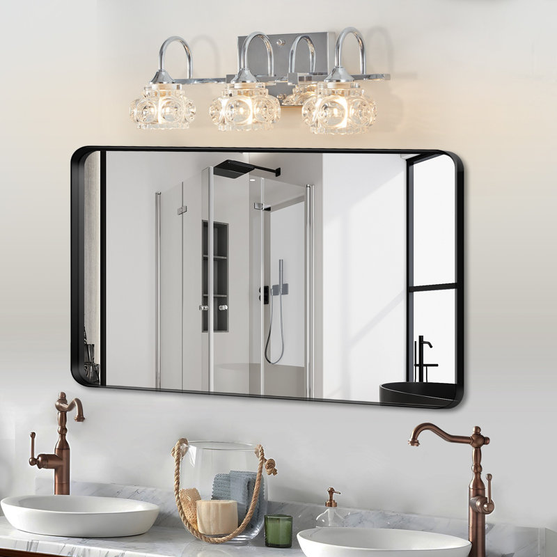 Miroir de salle de bain classique rétro, Nickel brossé