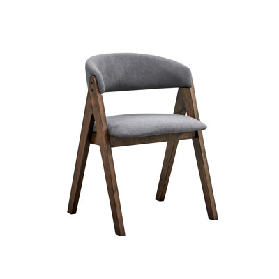 Contemporary Grey Upholstered Side Chair - Alluring Walnut Finish Modern Of 2 Detail
