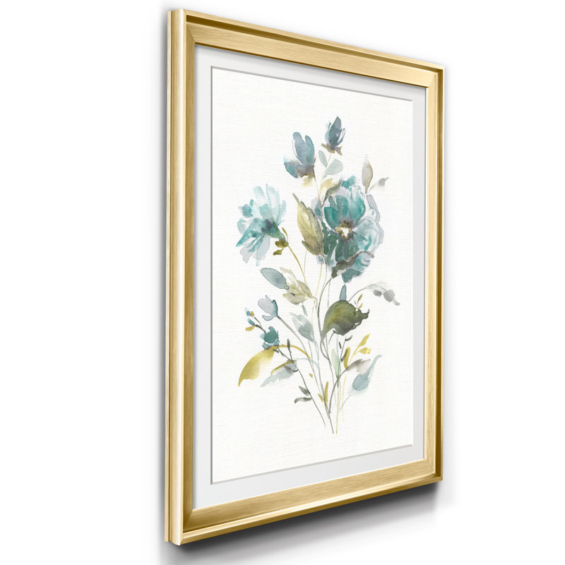 Lin botanique I - Cadre photo, reproduction d'art sur papier, H 30,5 po x l 42,5 po x P 1,5 po, Doré