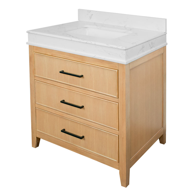 Meuble-lavabo simple 30 po avec comptoir Bayla, Blonde